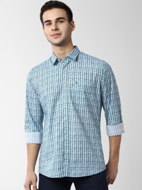 

Peter England Casuals Men Blue & Brown Slim Fit Printed Casual Shirt