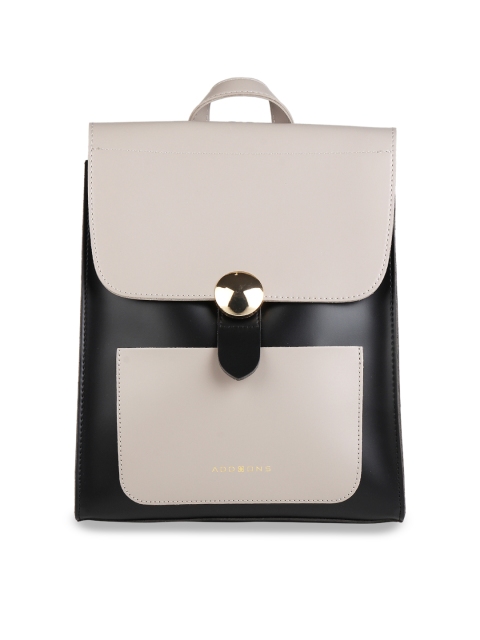 

Addons Women Black & Beige Colourblocked Backpack