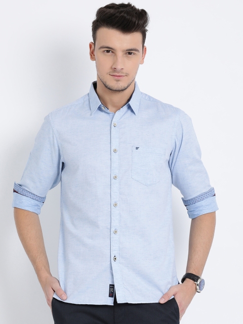 

t-base Men Blue Regular Fit Solid Casual Shirt