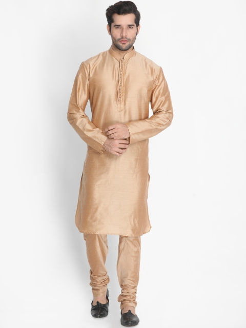 

VASTRAMAY Men Gold-Coloured Solid Kurta with Pyjamas