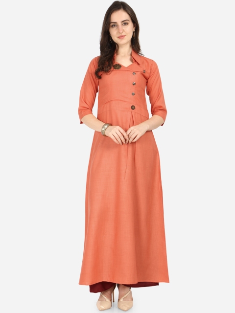 

Florence Women Peach-Coloured Solid A-Line Kurta