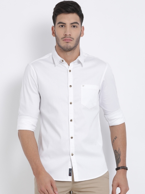 

t-base Men White Regular Fit Solid Casual Shirt