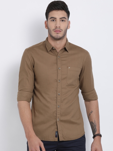 

t-base Men Khaki Regular Fit Solid Casual Shirt