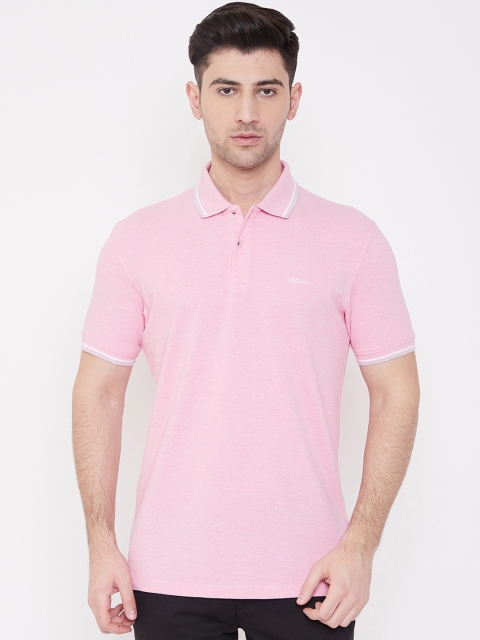 

Octave Men Pink Solid Polo Collar T-shirt