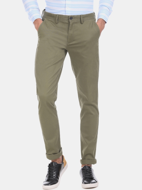 

Arrow Sport Men Olive Green Slim Fit Solid Regular Trousers