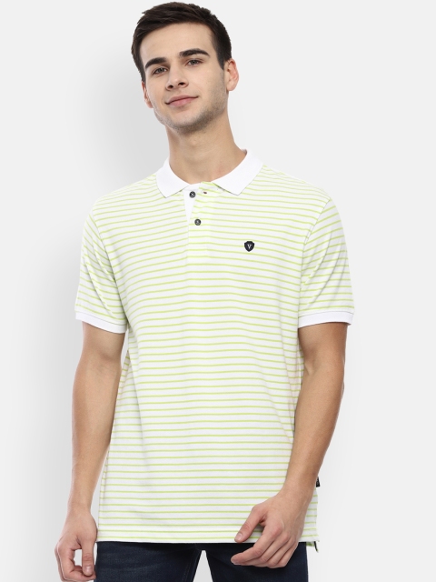 

Van Heusen Sport Men Green & White Striped Polo Collar T-shirt
