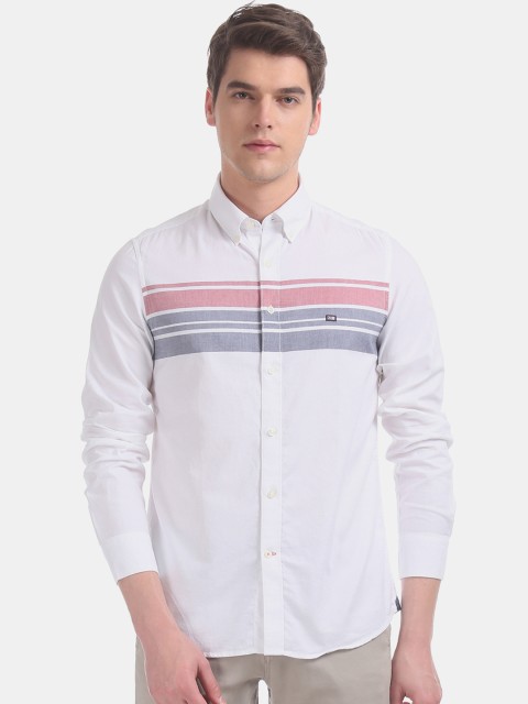 

Arrow Sport Men White & Blue Slim Fit Striped Casual Shirt