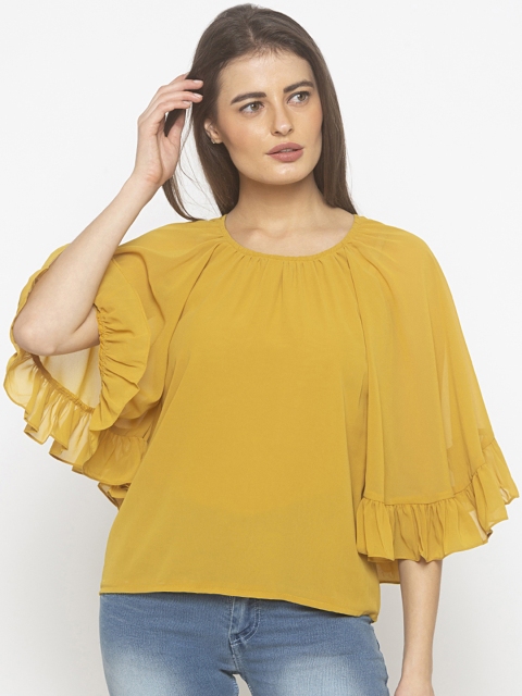 

Iti Women Mustard Yellow Solid A-Line Top