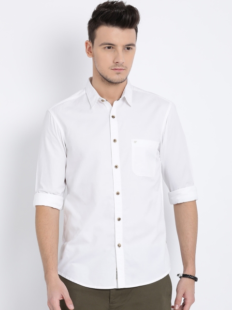 

t-base Men White Regular Fit Solid Casual Shirt