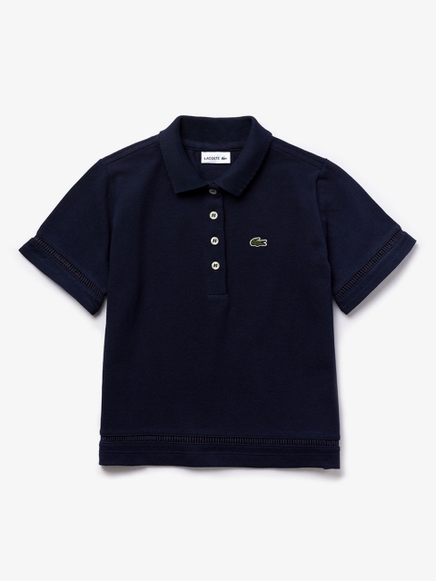 

Lacoste Girls Navy Blue Solid Polo Collar T-shirt