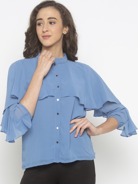 

Iti Women Blue Solid Shirt Style Top