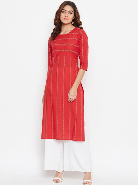 

Prakhya Women Red Printed Straight Kurta