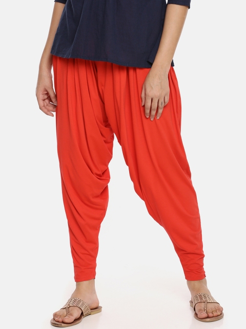

Feather Soft Elite Women Coral Red Solid Loose-Fit Patiala