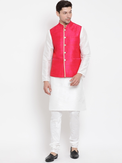 

VASTRAMAY Men White Solid Kurta with Pyjamas