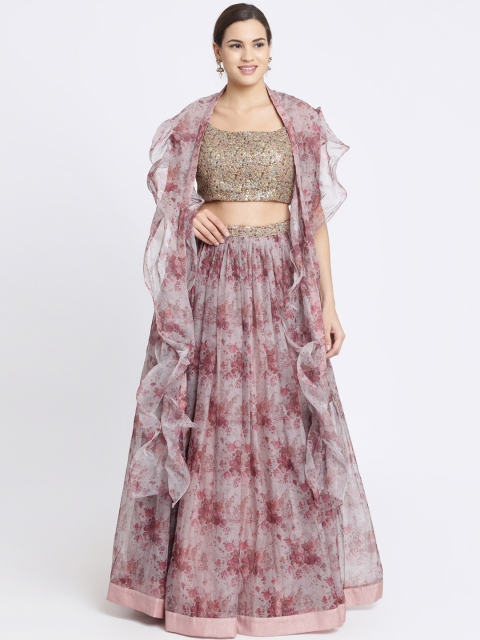 

Koskii Grey & Lavender Embellished Ready to Wear Lehenga & Blouse with Dupatta
