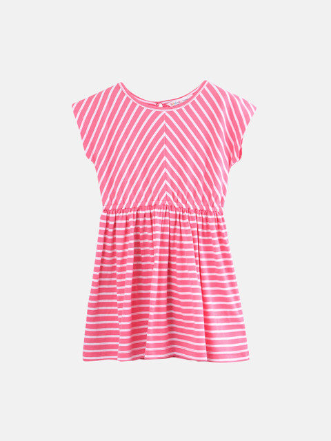 

Beebay Girls Pink & White Striped Fit and Flare Dress