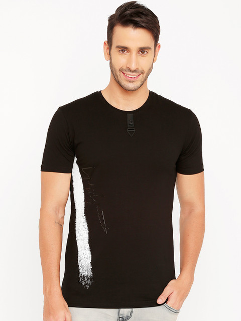 

Rex Straut Jeans Men Black Printed Round Neck T-shirt