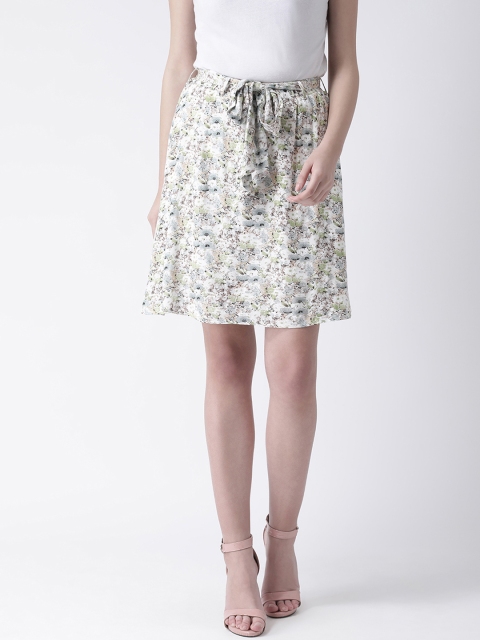 

Leo Sansini Women Off-White & Green Printed A-Line Skirt