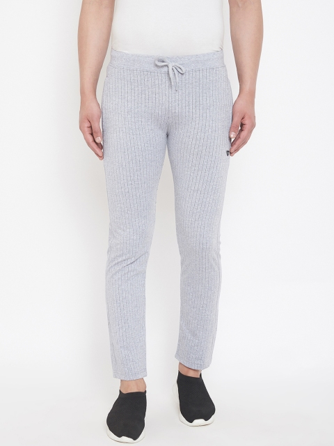 

Okane Men Grey Melange Striped Slim-Fit Track Pants