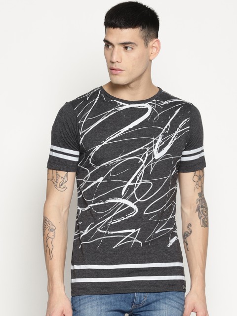 

IMPACKT Men Black Printed Round Neck T-shirt