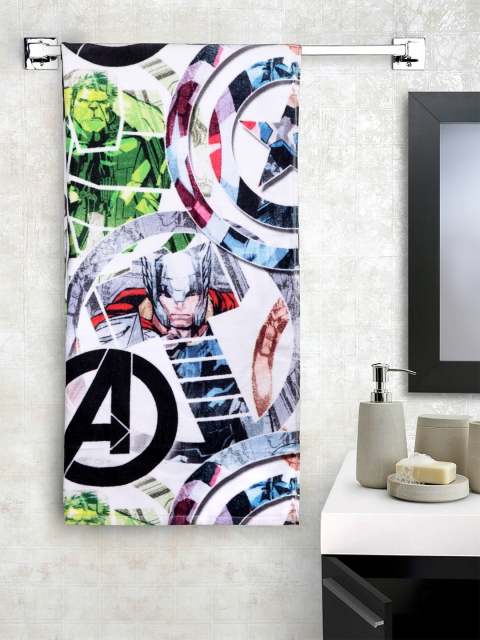

SPACES Unisex White & Blue Marvel Avengers Printed 380GSM Bath Towel