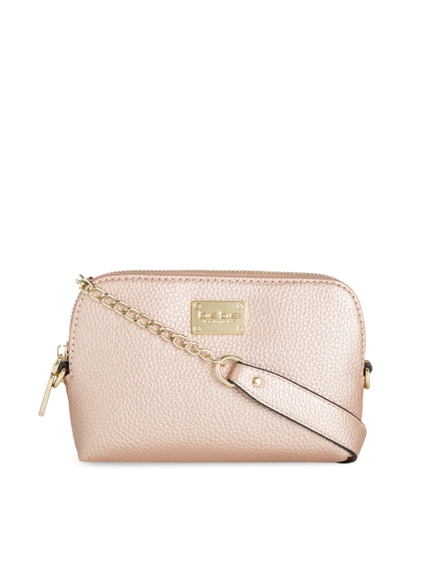 

bebe Rose Women Gold-Toned Solid Leather Sling Bag, Rose gold