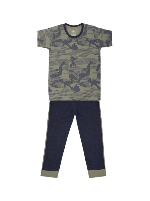 

Punkster Boys Green Printed Night suit