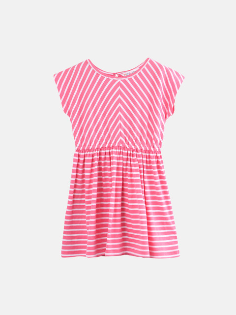 

Beebay Girls Pink & White Striped Fit and Flare Dress