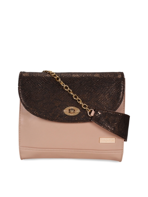 

Berrypeckers Brown & Pink Snakeskin Textured Sling Bag