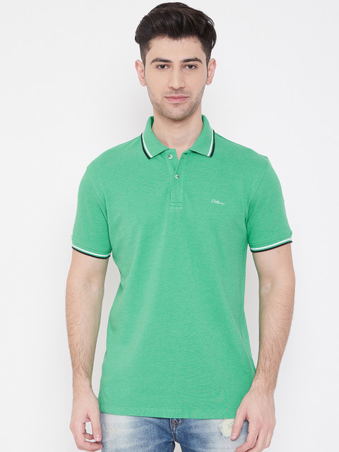 

Octave Men Green Solid Polo Collar T-shirt