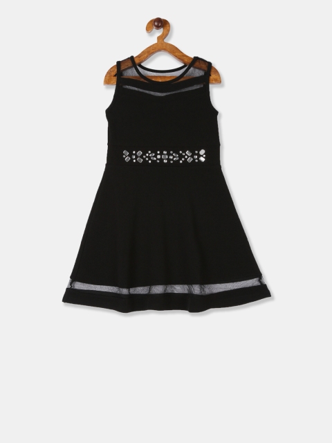 

The Childrens Place Girls Black Solid Fit and Flare Dress