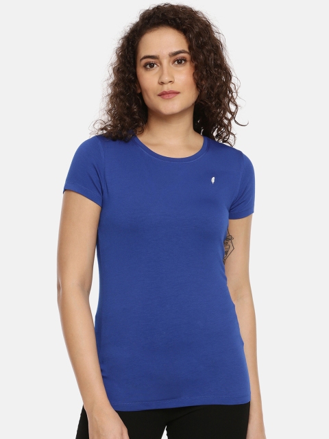 

Feather Soft Elite Women Blue Solid Round Neck T-shirt