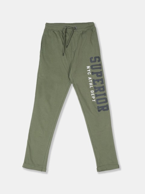 

Cherokee Boys Green Solid Track Pants