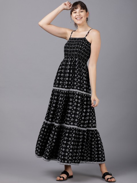

Tokyo Talkies Women Black & White Printed Maxi Dress