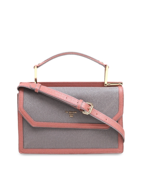 

Da Milano Pink & Grey Colourblocked Leather Handheld Bag