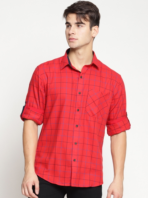 

Balista Men Red & Blue Regular Fit Checked Casual Shirt