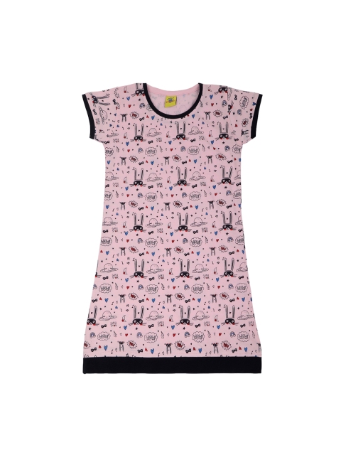 

Punkster Girls Pink & Black Printed Nightdress