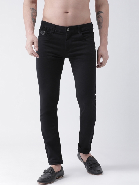 Rex Straut Jeans Men Black Slim Fit Mid-Rise Clean Look Stretchable Jeans