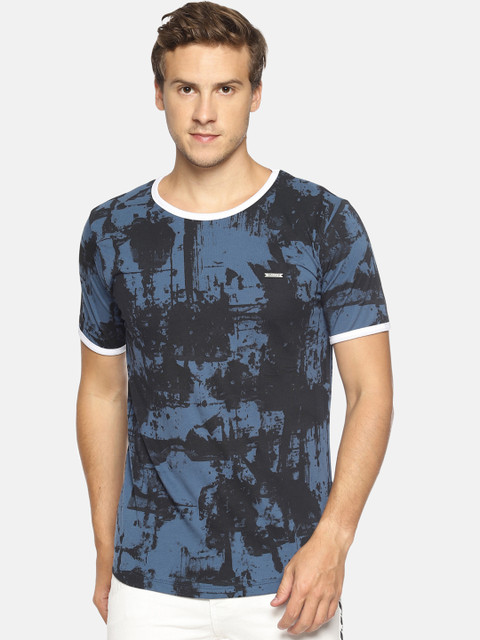 

IMPACKT Men Blue & Black Printed Round Neck T-shirt