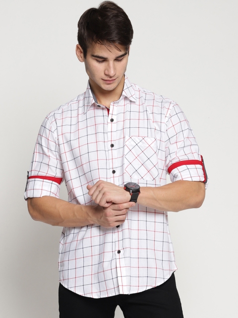 

Balista Men White & Red Regular Fit Checked Casual Shirt