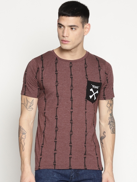 

IMPACKT Men Maroon Printed Round Neck T-shirt