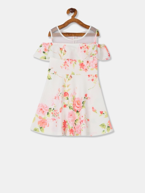 

The Childrens Place Girls White Floral Printed Fit and Flare Dress
