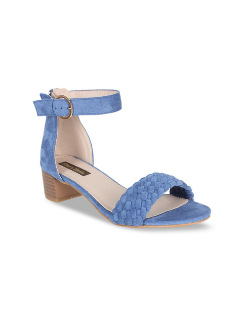 

Flat n Heels Women Blue Woven Design Suede Mid-Top Heels