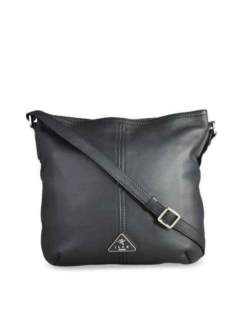

ILEX Black Solid Leather Sling Bag