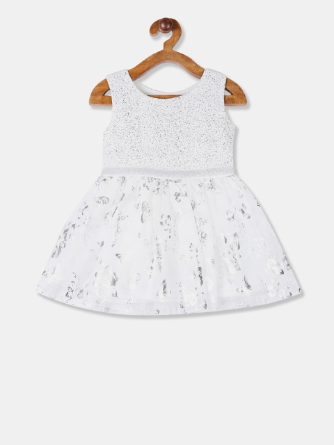 

The Childrens Place Girls White Floral Printed Fit and Flare Dress