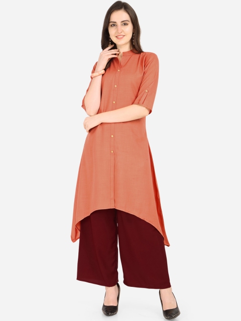 

Florence Women Peach-Coloured Solid A-Line Kurta