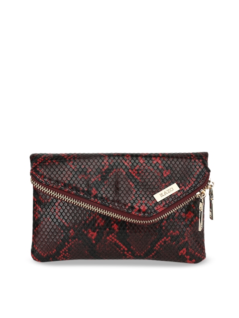 

Kazo Red & Black Printed Clutch