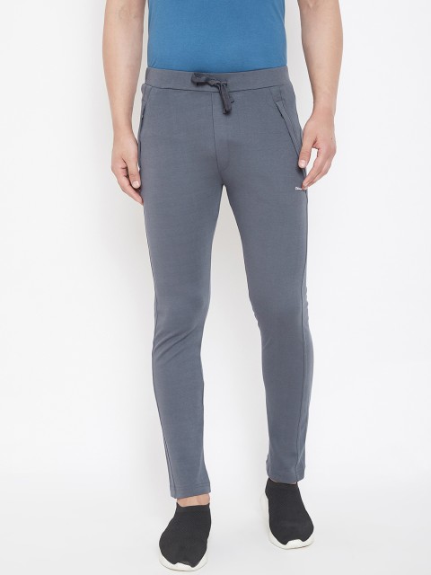 

Okane Men Grey Solid Slim-Fit Track Pants