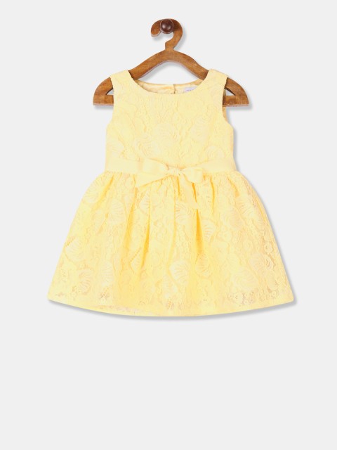 

The Childrens Place Girls Yellow Self Design Fit and Flare Dress