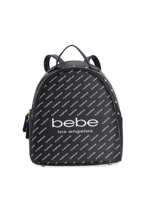 

bebe Women Black & White Typography Backpack